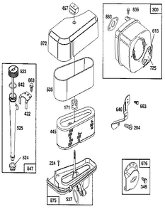 Air Cleaner Assembly Diagram and Parts List for 259700-259799 0102, 0104, 0117 Briggs and Stratton Engine